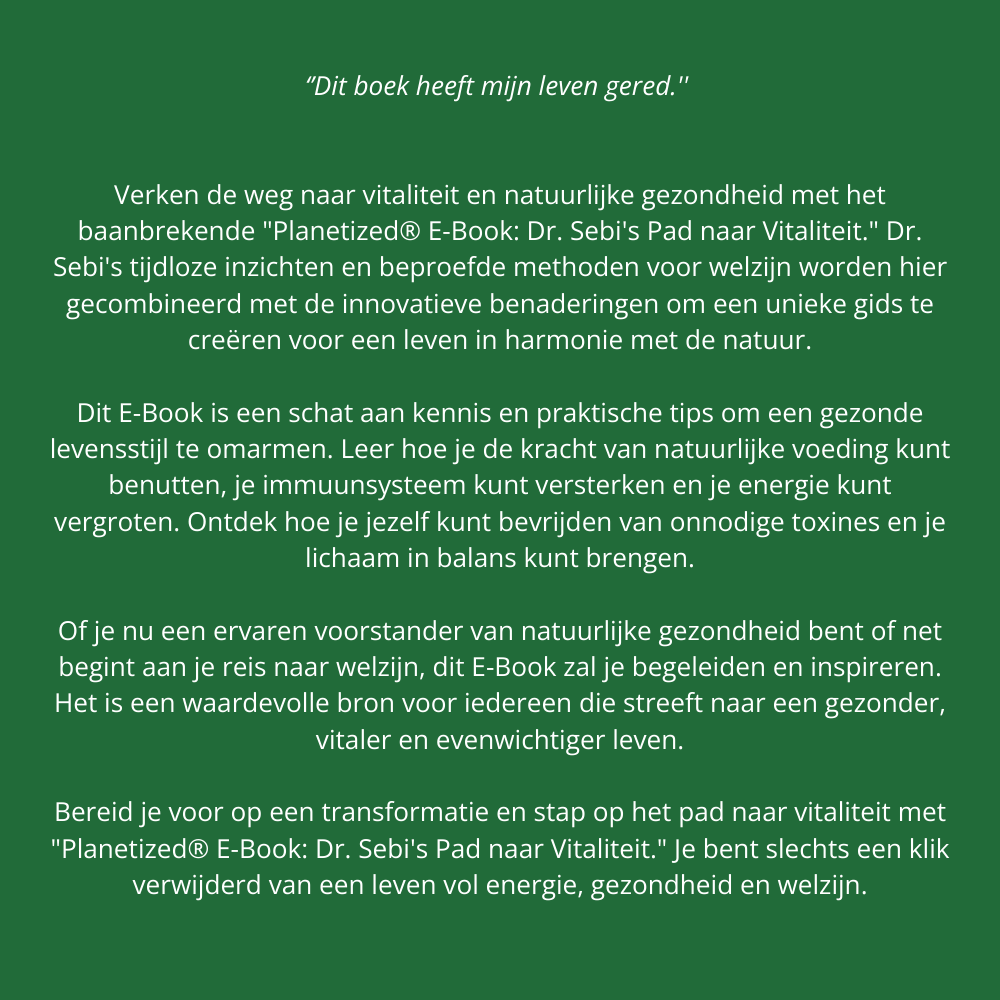 Planetized® E-Book: Dr. Sebi's Pad naar Vitaliteit